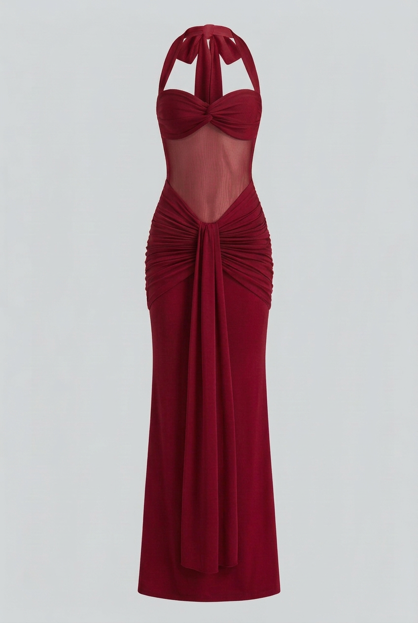 Women's Elegant Red Drape Maxi Dress for Effortless Style Summer Dress from Clara & James Palm Beach