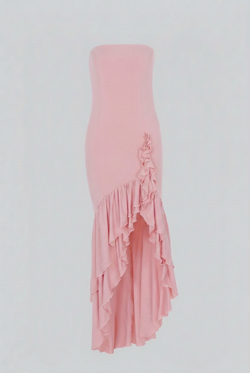 Women's Romantic Pink Evening Dress with Ruffle Detail Cocktail & Formal Dress from Clara & James Palm Beach