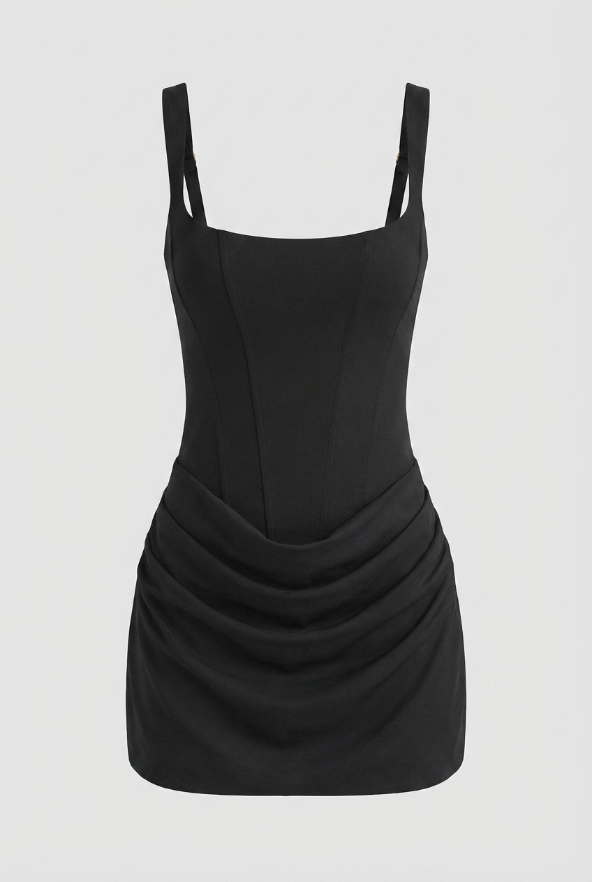 Women's Sculpted Black Mini Dress with Hourglass Fit Homecoming Dress from Clara & James Palm Beach