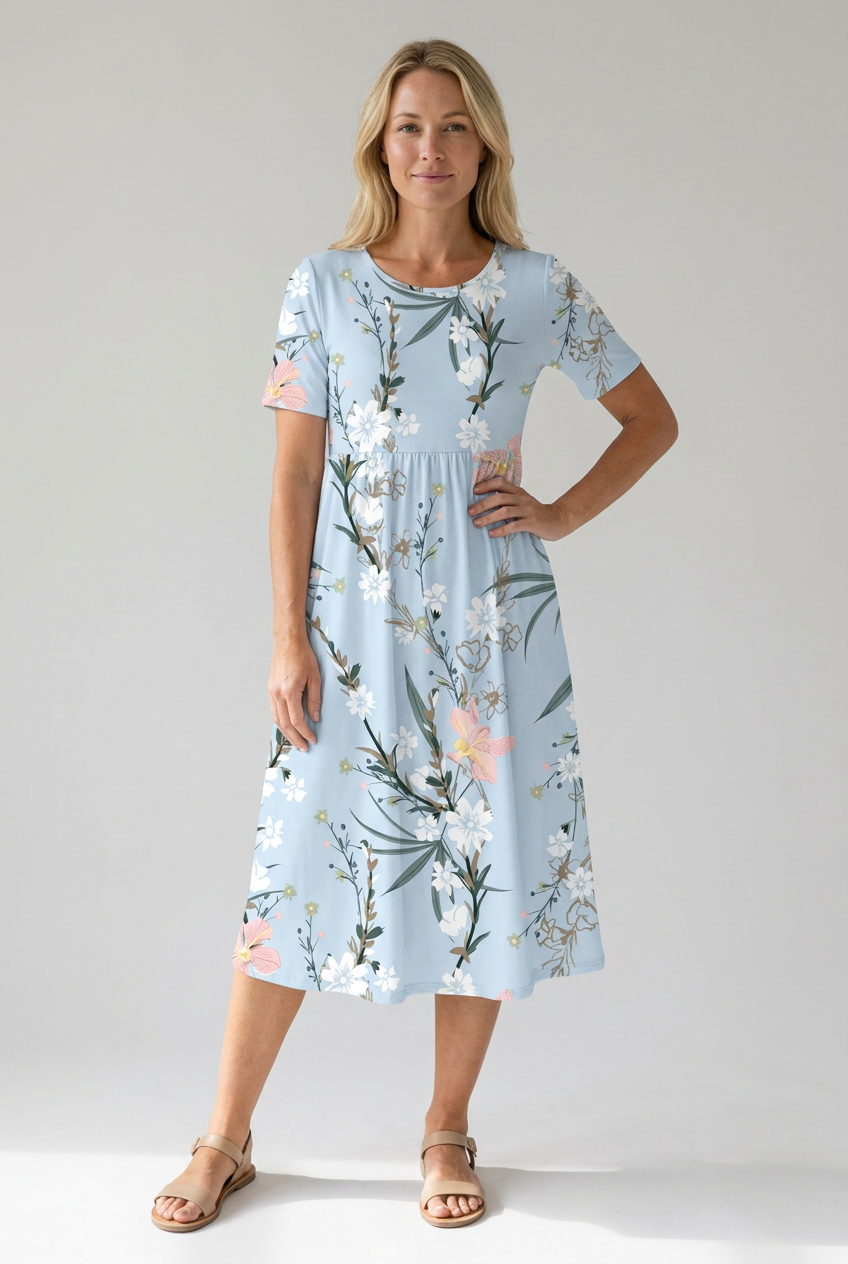 Women's Women’s Dress - Printed Floral Midi Summer Dress from Clara & James Palm Beach