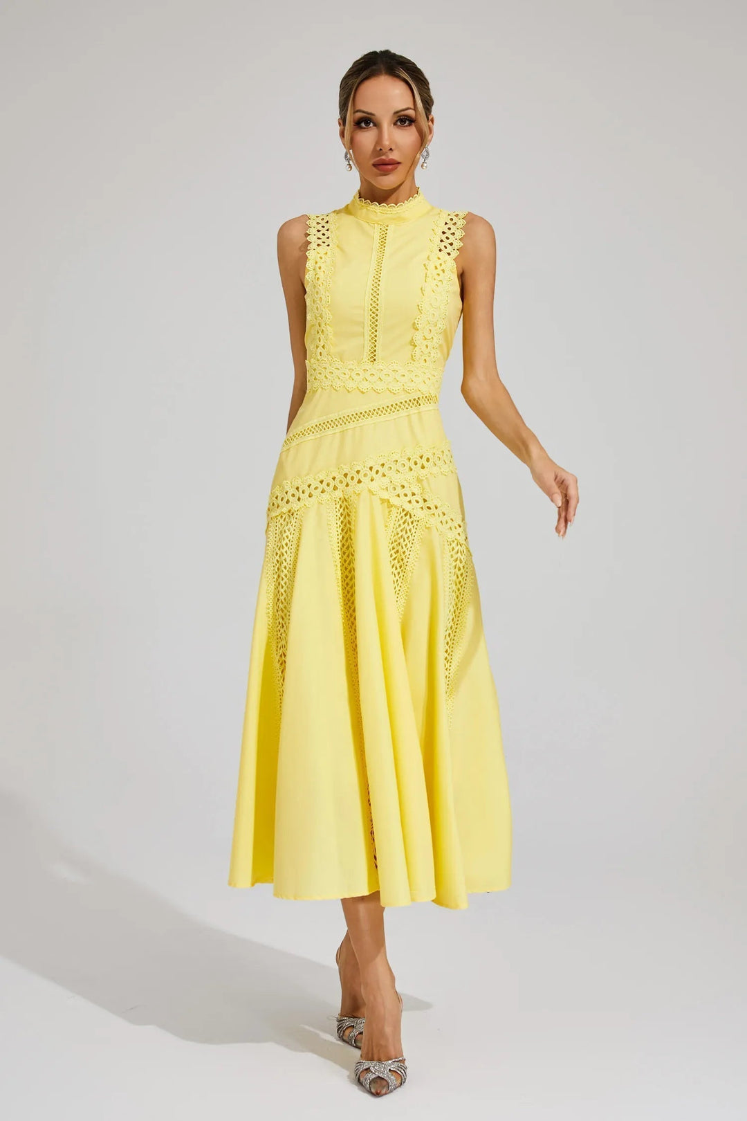Women's Wedding Guest Midi Dress - Sleeveless Lace Wedding Guest Dress from Clara & James Palm Beach